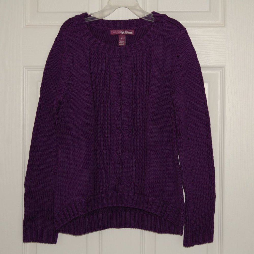 NWOT Epic Threads Pullover Knit Sweater, Girls Size L, Purple
